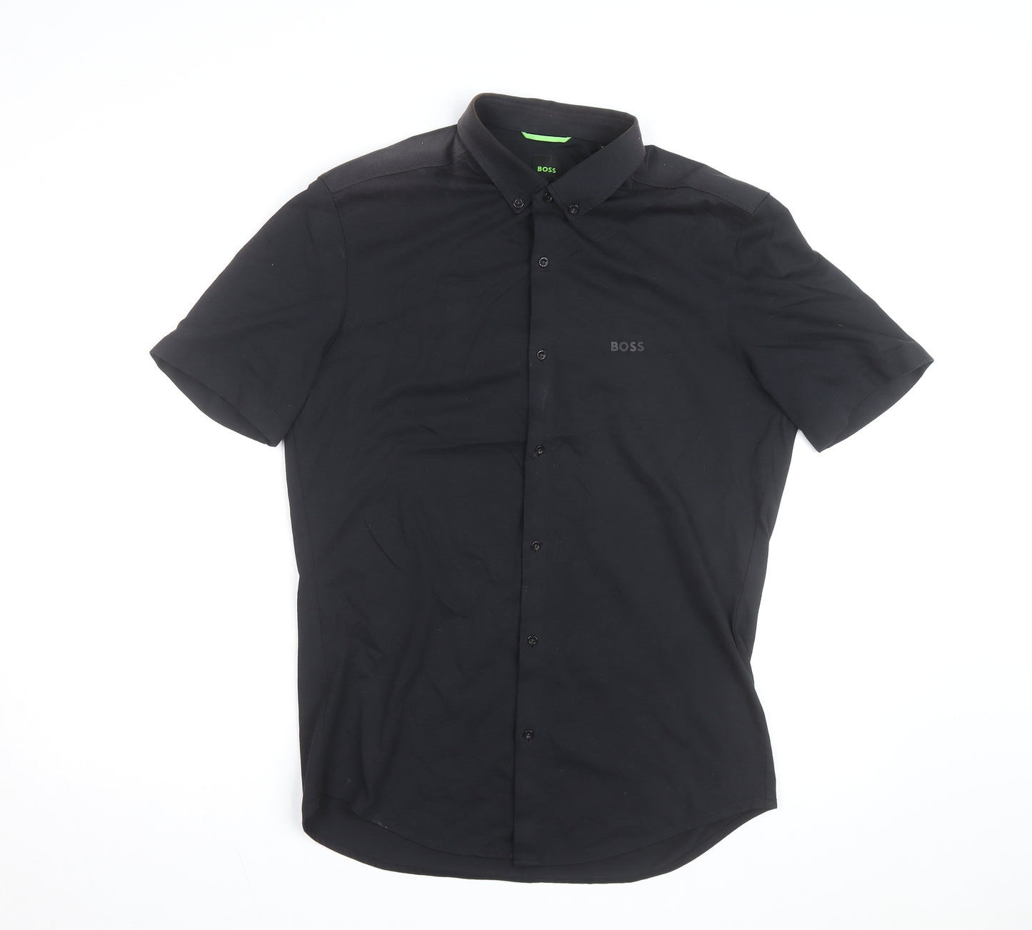 BOSS Mens Black Regular Fit Stretch Polo Shirt Size M