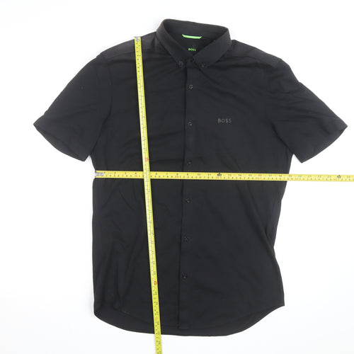 BOSS Mens Black Regular Fit Stretch Polo Shirt Size M
