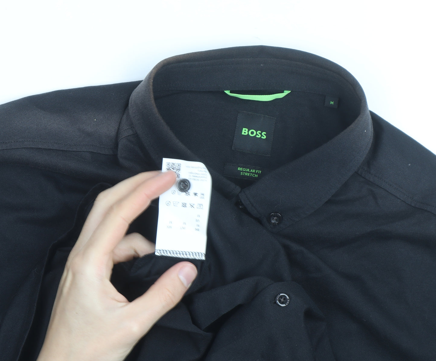 BOSS Mens Black Regular Fit Stretch Polo Shirt Size M