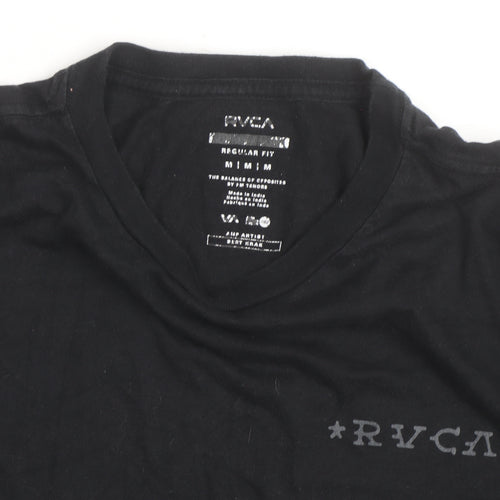RVCA Men's Black Long Sleeve Graphic Cotton Top M Regular Fit