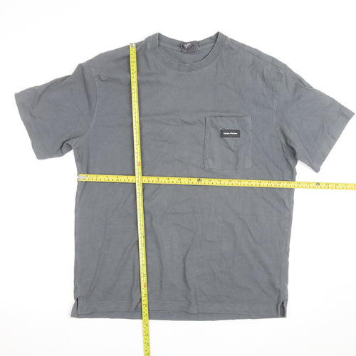 H&M Men's Grey Relaxed Fit Crew Neck Short Sleeve Cotton T-Shirt L