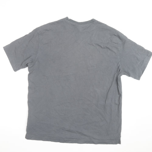 H&M Men's Grey Relaxed Fit Crew Neck Short Sleeve Cotton T-Shirt L
