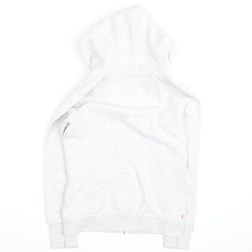 Superdry Womens Light Grey Full Zip Hoodie Size 10 Orange Label