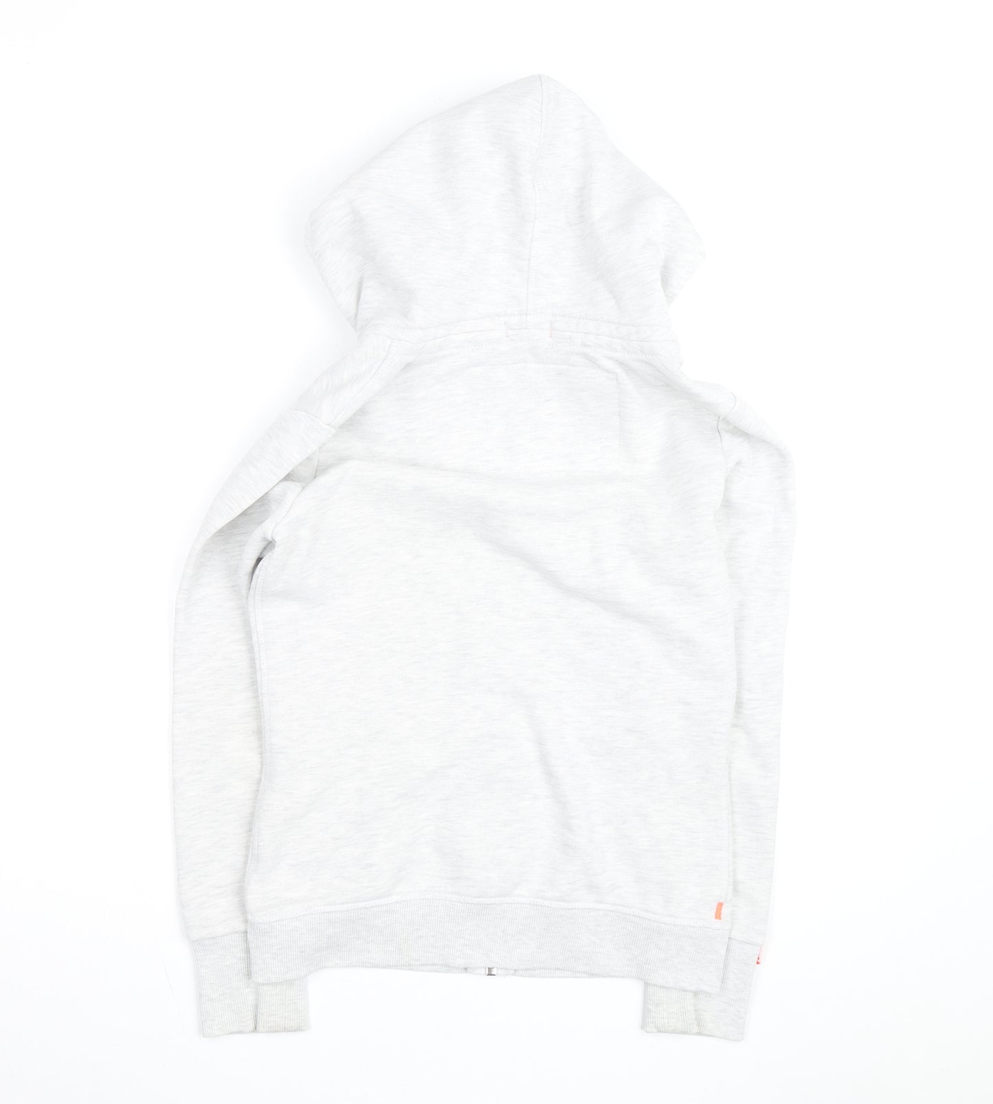 Superdry Womens Light Grey Full Zip Hoodie Size 10 Orange Label