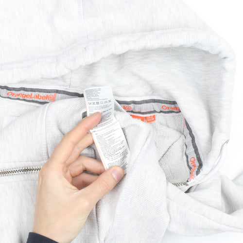 Superdry Womens Light Grey Full Zip Hoodie Size 10 Orange Label