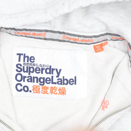 Superdry Womens Light Grey Full Zip Hoodie Size 10 Orange Label