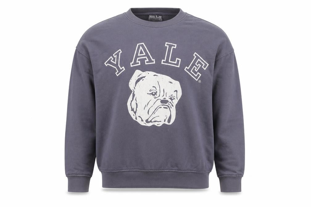 Front view of Yale University Men's Blue Crew Neck Graphic Sweatshirt, size S
