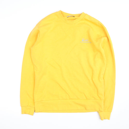 Zara Men's Yellow Cotton Crew Neck Pullover Sweatshirt M