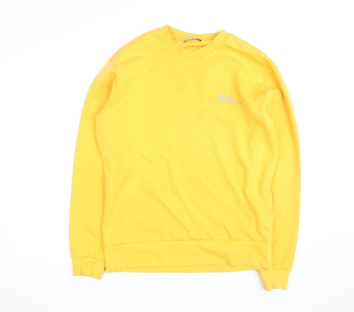 Zara Men's Yellow Cotton Crew Neck Pullover Sweatshirt M