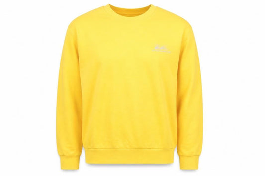 Front view of Zara Men's Yellow Cotton Crew Neck Pullover Sweatshirt M
