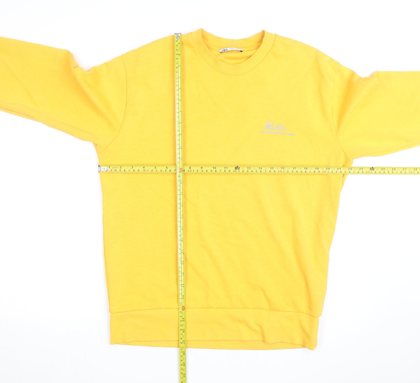 Zara Men's Yellow Cotton Crew Neck Pullover Sweatshirt M