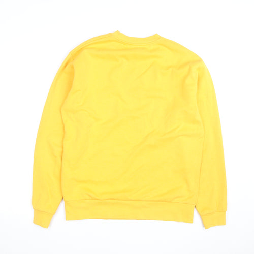 Zara Men's Yellow Cotton Crew Neck Pullover Sweatshirt M