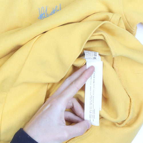 Zara Men's Yellow Cotton Crew Neck Pullover Sweatshirt M