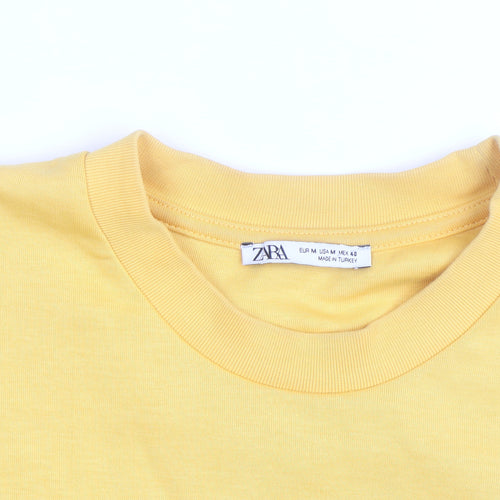 Zara Men's Yellow Cotton Crew Neck Pullover Sweatshirt M