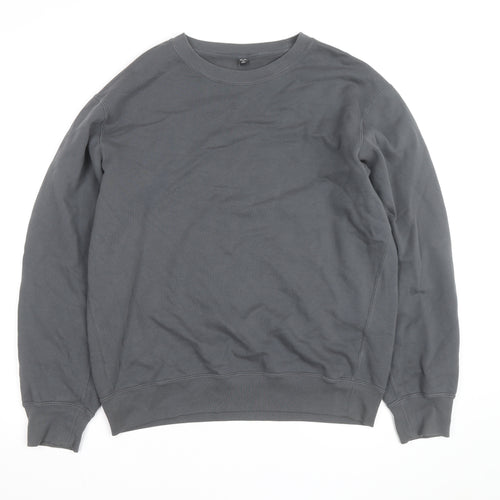 UNIQLO Men's Grey M Crew Neck Cotton Blend Sweatshirt