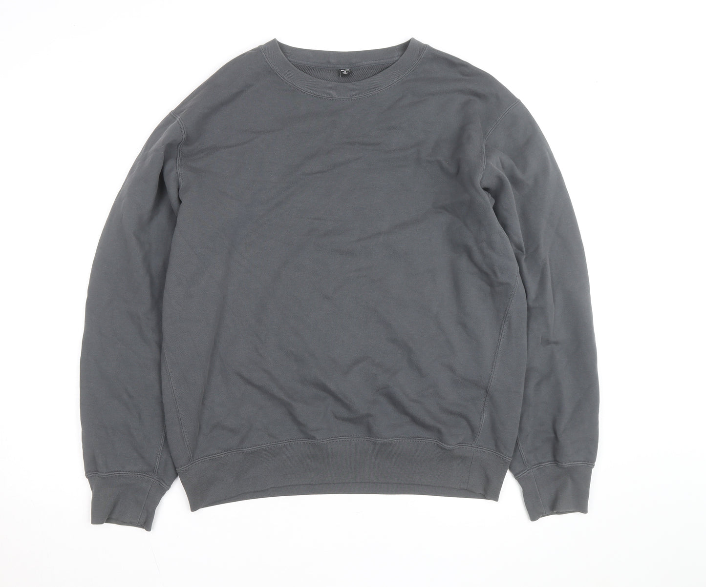 UNIQLO Men's Grey M Crew Neck Cotton Blend Sweatshirt
