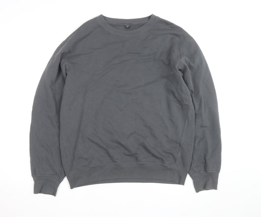 UNIQLO Men's Grey M Crew Neck Cotton Blend Sweatshirt