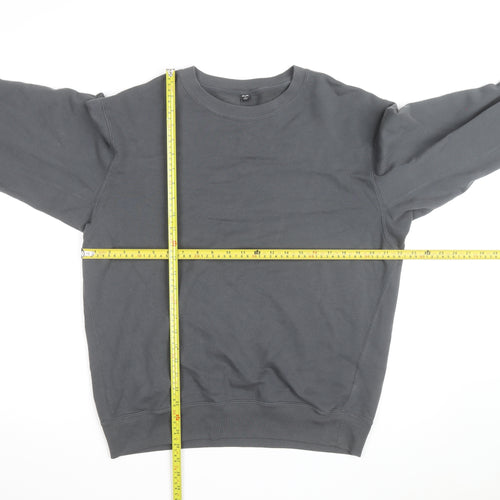 UNIQLO Men's Grey M Crew Neck Cotton Blend Sweatshirt