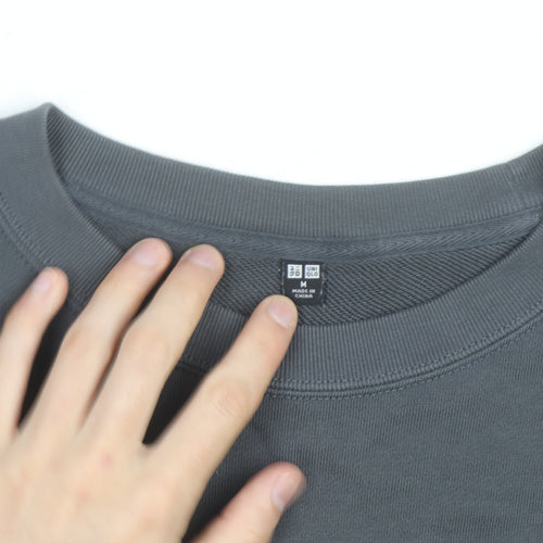 UNIQLO Men's Grey M Crew Neck Cotton Blend Sweatshirt