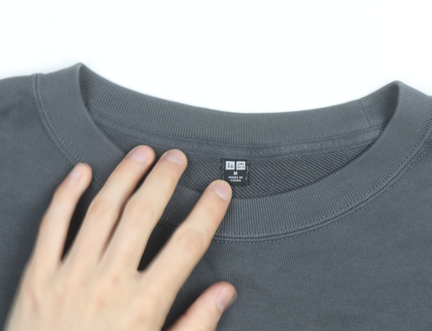 UNIQLO Men's Grey M Crew Neck Cotton Blend Sweatshirt