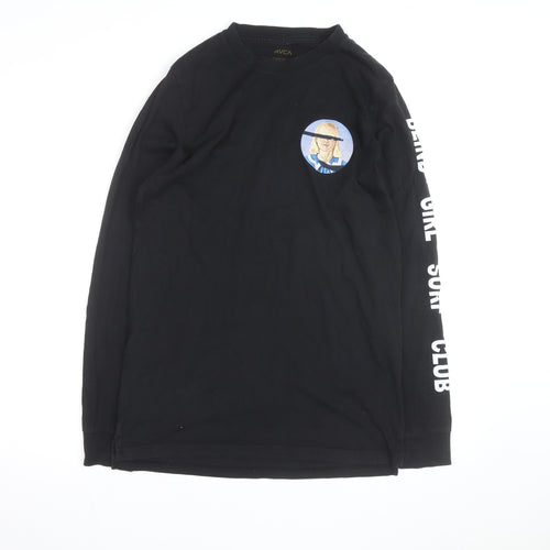 RVCA Men’s Black Long Sleeve Graphic Art Cotton T-Shirt Medium