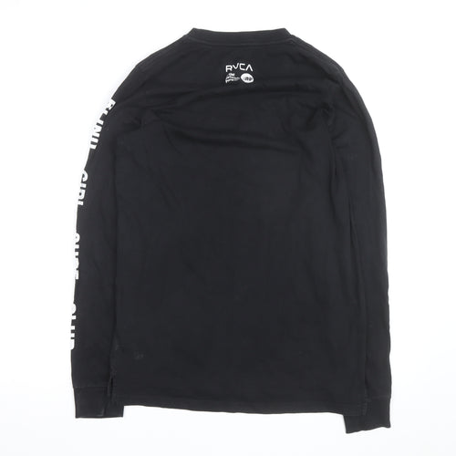 RVCA Men’s Black Long Sleeve Graphic Art Cotton T-Shirt Medium