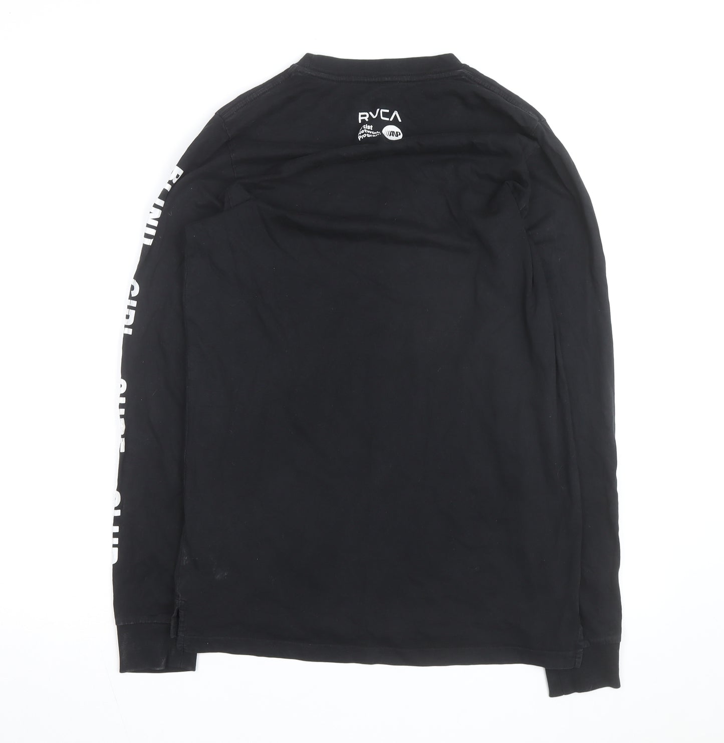 RVCA Men’s Black Long Sleeve Graphic Art Cotton T-Shirt Medium