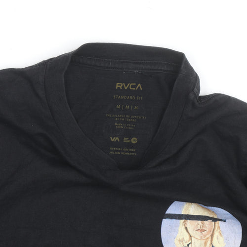 RVCA Men’s Black Long Sleeve Graphic Art Cotton T-Shirt Medium