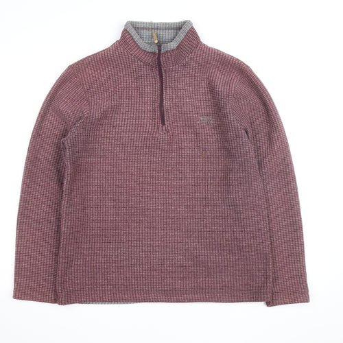 Weird Fish Men's Purple Waffle-Knit 1/4 Zip Jumper Size M