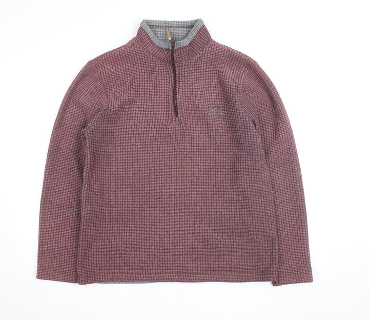 Weird Fish Men's Purple Waffle-Knit 1/4 Zip Jumper Size M