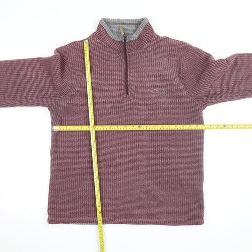 Weird Fish Men's Purple Waffle-Knit 1/4 Zip Jumper Size M