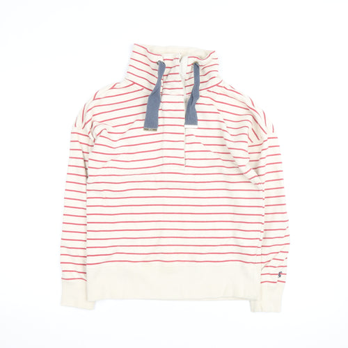 Joules Women White Red Stripe Pullover Sweatshirt Size 14