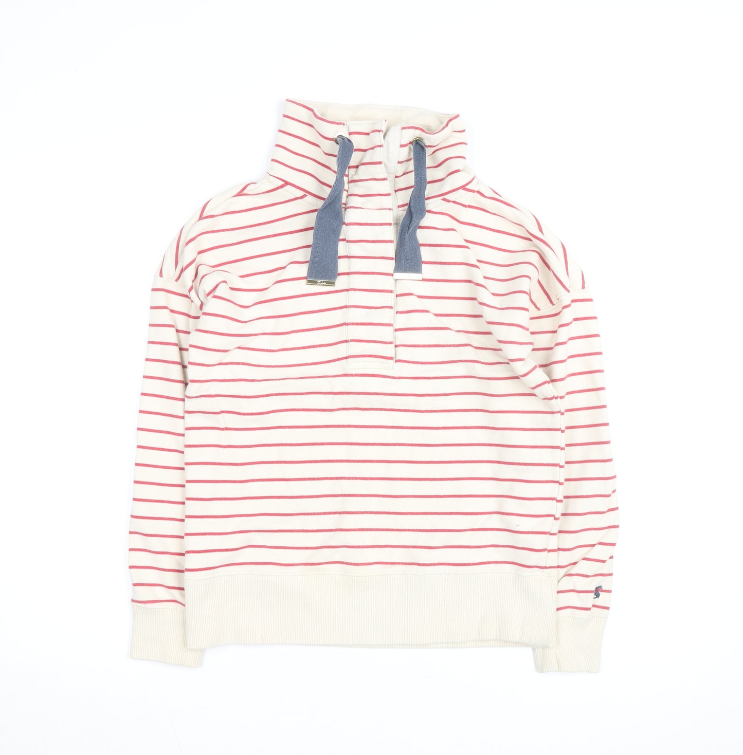Joules Women White Red Stripe Pullover Sweatshirt Size 14