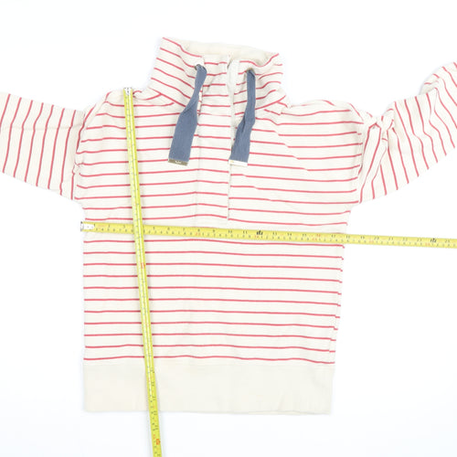 Joules Women White Red Stripe Pullover Sweatshirt Size 14