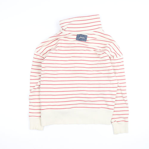 Joules Women White Red Stripe Pullover Sweatshirt Size 14