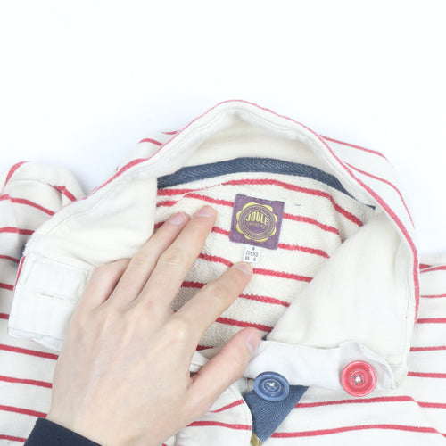 Joules Women White Red Stripe Pullover Sweatshirt Size 14