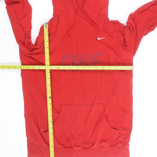Nike Boys Red Pullover Hoodie Size M Logo Print Cotton Blend