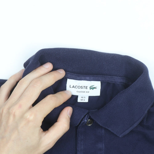 Lacoste Men's Blue Classic Fit Cotton Polo Shirt Size L
