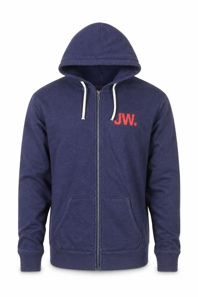 Jack Wills Men Blue Full Zip Hoodie M Logo Fleece Sweatshirt