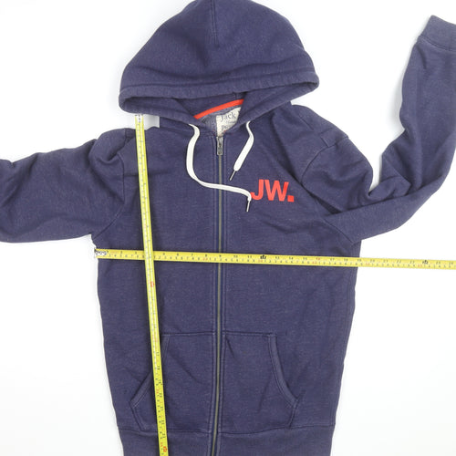 Jack Wills Men Blue Full Zip Hoodie M Logo Fleece Sweatshirt