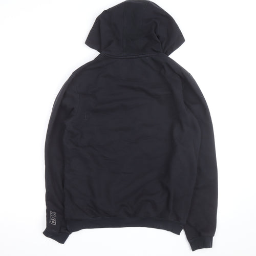 HRX Mens Black Medium Pullover Hoodie with Logo Print