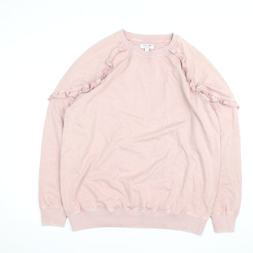 JD Williams Women's Pink Ruffle Crew Neck Pullover Sweatshirt Size 16
