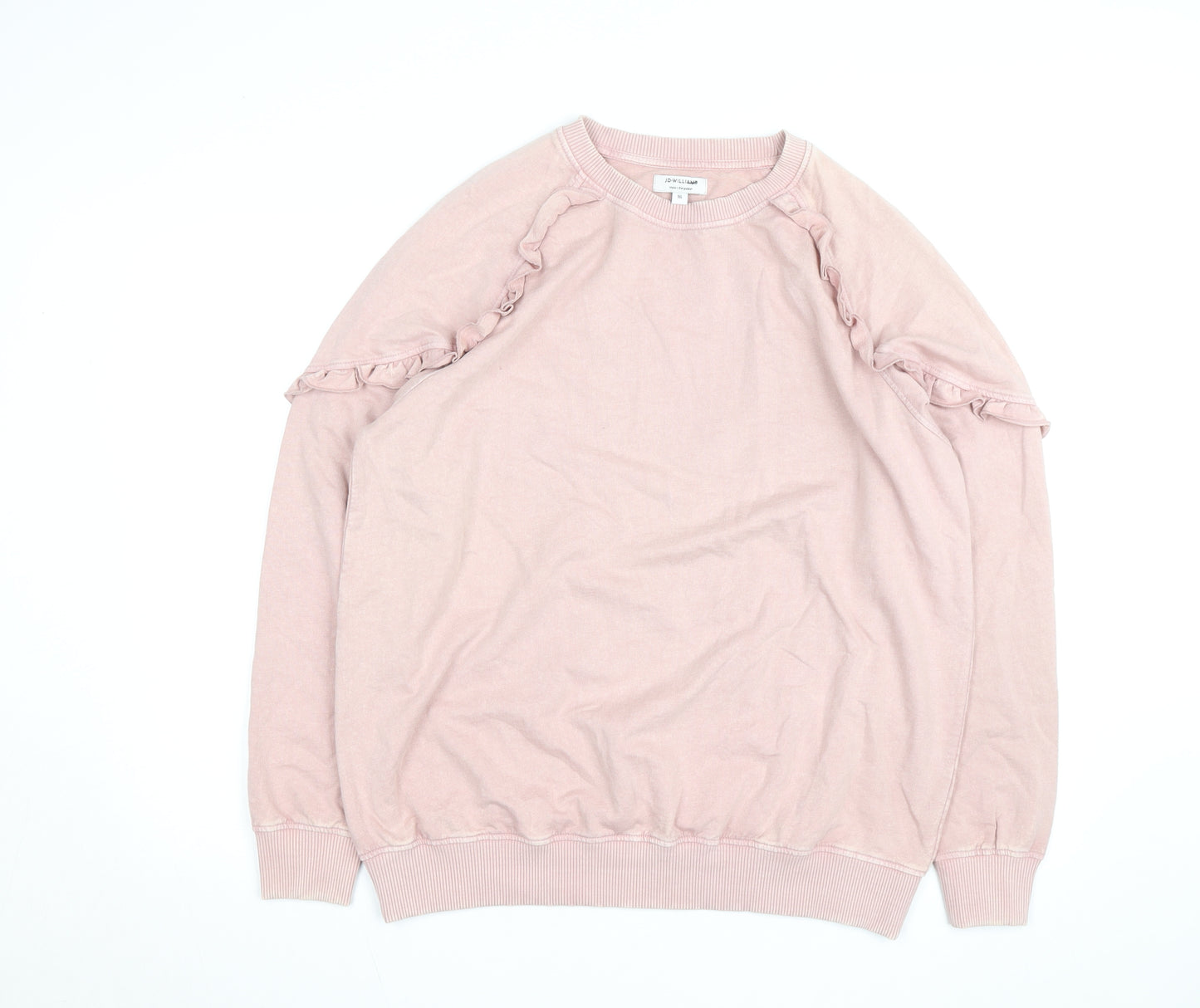 JD Williams Women's Pink Ruffle Crew Neck Pullover Sweatshirt Size 16