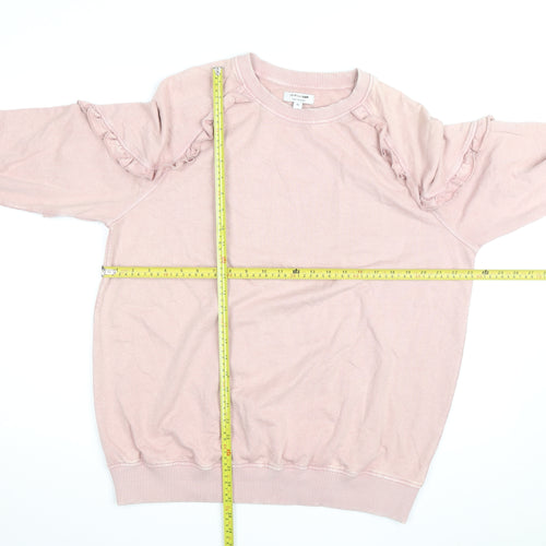 JD Williams Women's Pink Ruffle Crew Neck Pullover Sweatshirt Size 16