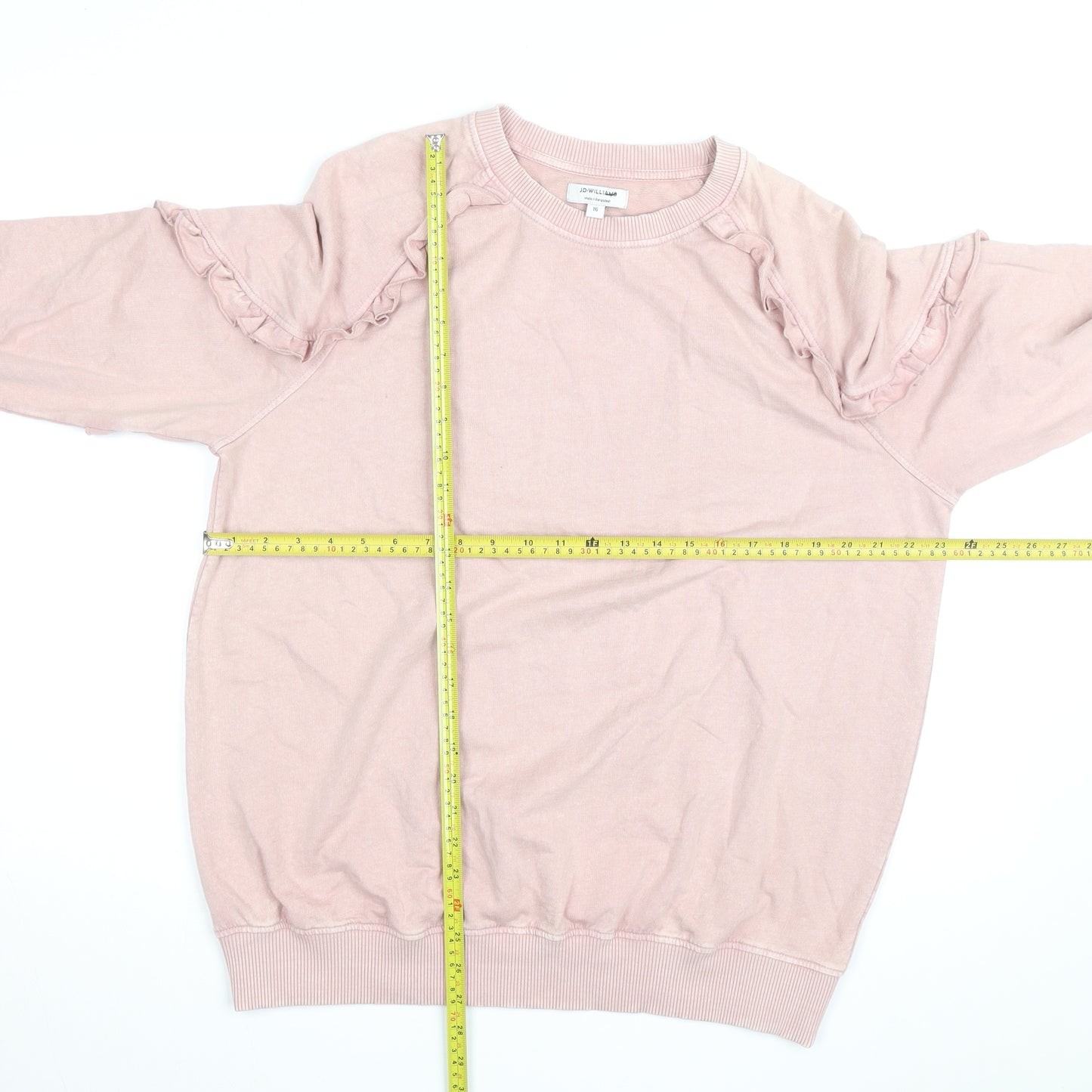 JD Williams Women's Pink Ruffle Crew Neck Pullover Sweatshirt Size 16