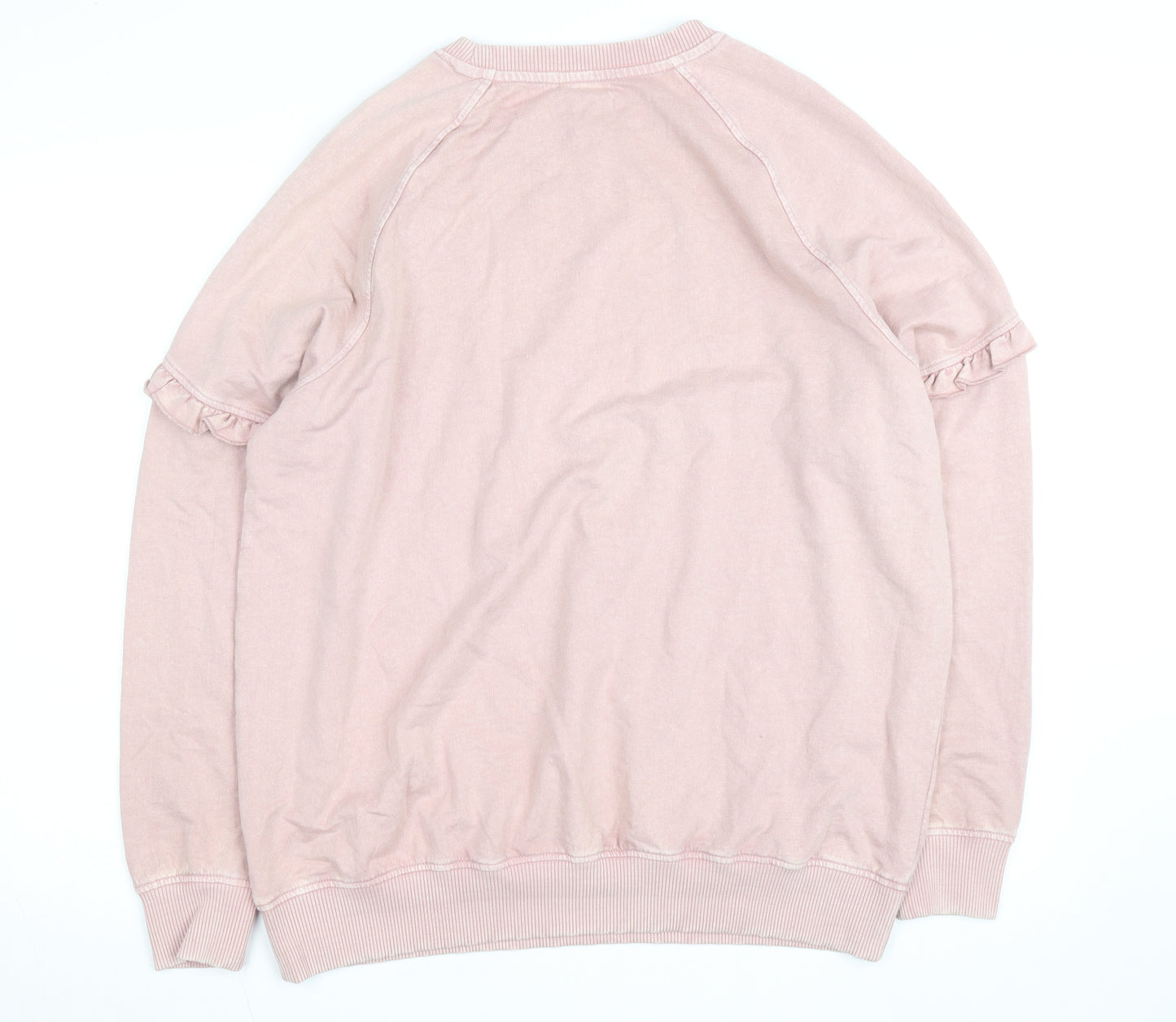 JD Williams Women's Pink Ruffle Crew Neck Pullover Sweatshirt Size 16