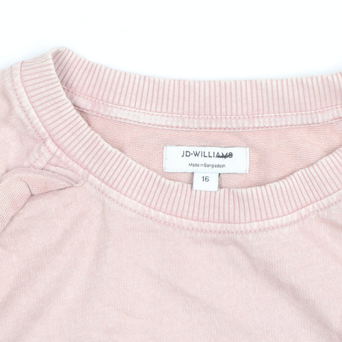 JD Williams Women's Pink Ruffle Crew Neck Pullover Sweatshirt Size 16
