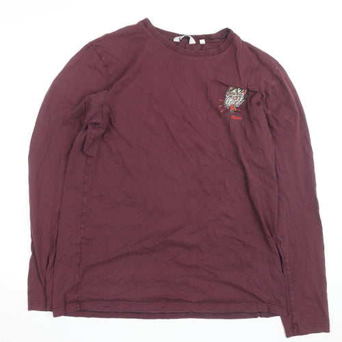 Next Men’s Red Long Sleeve Regular Fit Cotton Wolf Top Size L