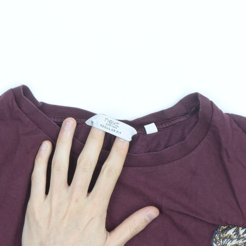 Next Men’s Red Long Sleeve Regular Fit Cotton Wolf Top Size L