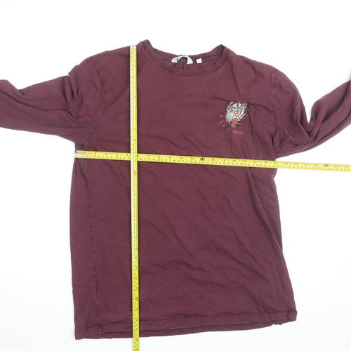 Next Men’s Red Long Sleeve Regular Fit Cotton Wolf Top Size L